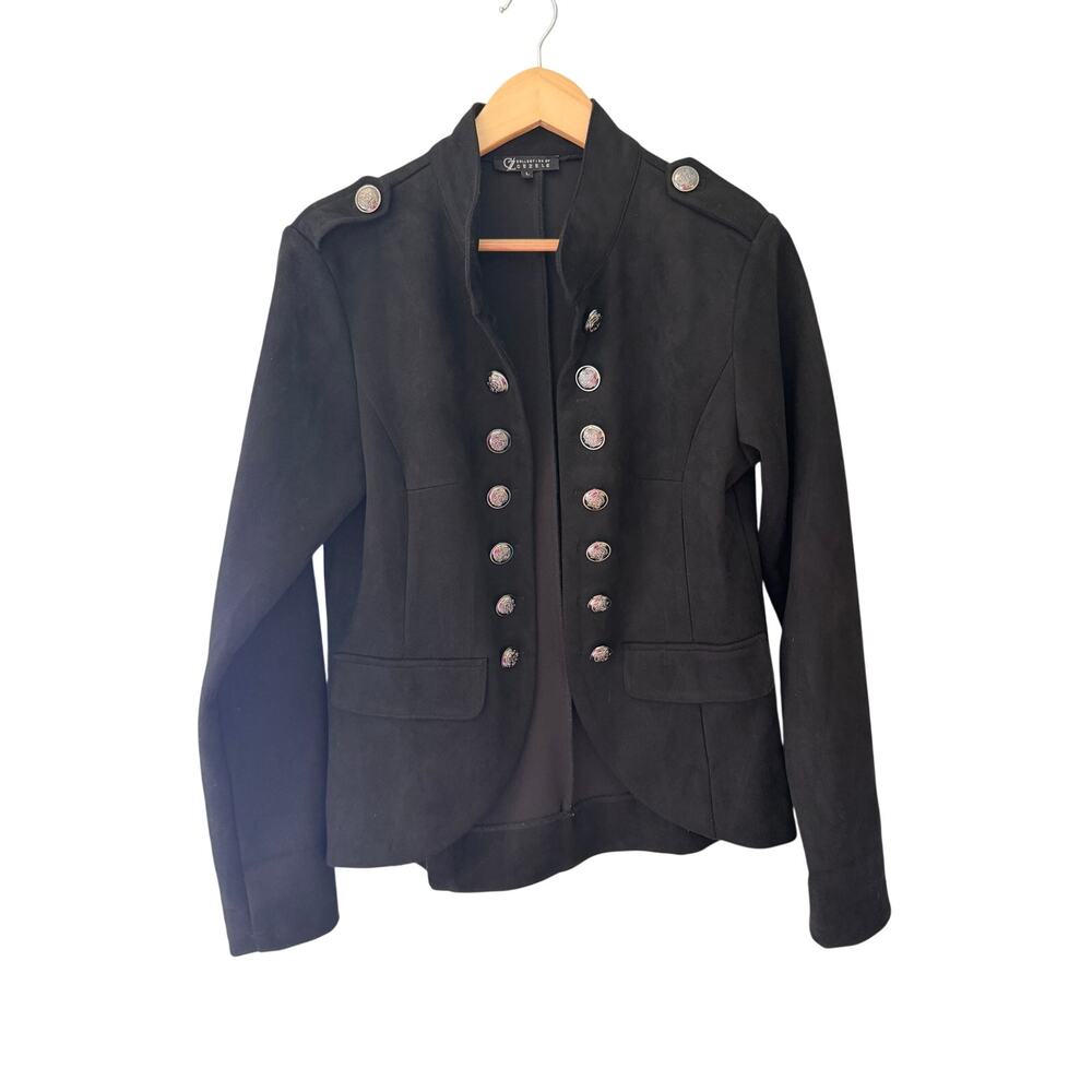 C/Z Collection by CEZELE Black Moleskin Military Style Jacket L